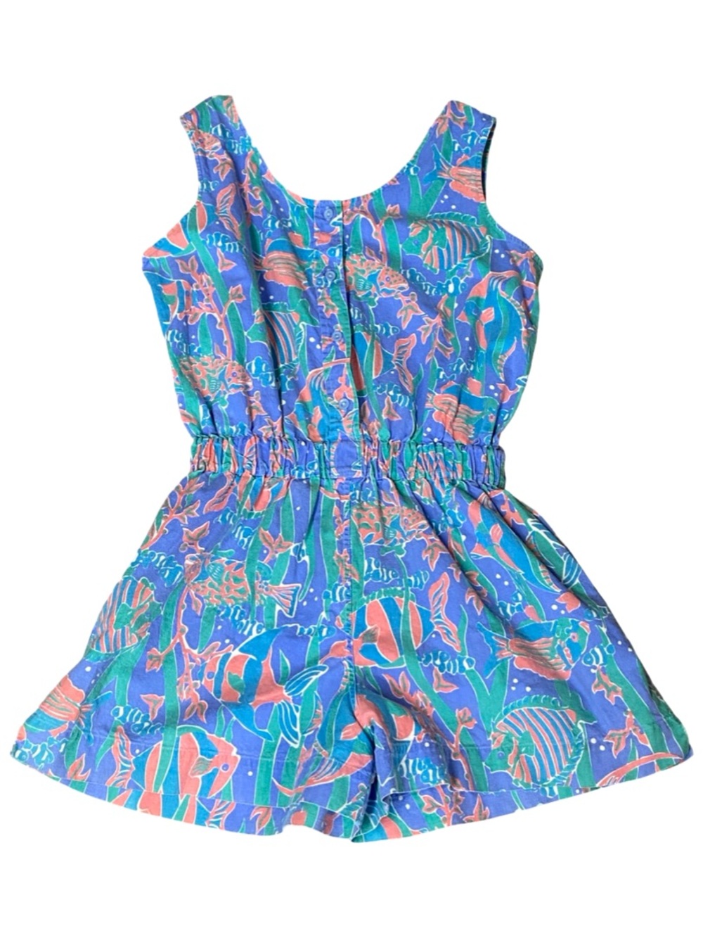 Vintage Tropical Fish Romper With Pockets Size Medium